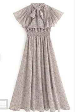 匿名配送】GRL 花柄フリルスリーブボウタイフレアワンピース ピンク tt007