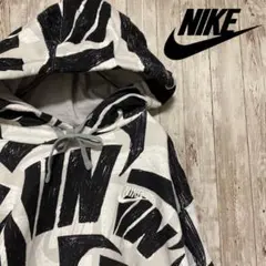 NIKE 総柄　スウェットプルオーバーパーカー　クレイジーパターン
