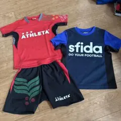 130 ATHLETA サッカーウェア 赤 + sfida Tシャツ