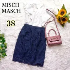 ミッシュマッシュ タイト スカート 膝丈 ネイビー 花柄 38 M