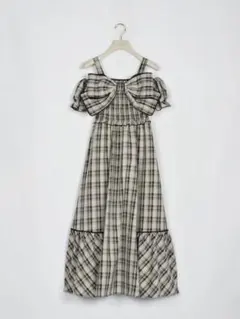 An MILLE ビッグリボンオフショルop チェックワンピース