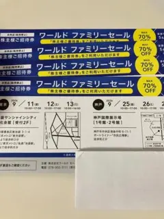 ワールドファミリーセール 株主様ご招待券 4枚セットのサムネイル