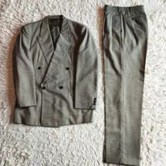80's ヴィンテージ ダブル セットアップ スーツ ウール ワイドパンツ