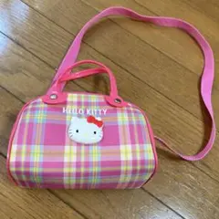 ハローキティー チェック柄ショルダーバッグ こども用 ポシェット