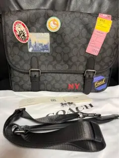 コーチ 良品 2way 斜め掛け可 シグネチャーワッペン ボストンバッグ グレー コーチ 良品 2way 斜め掛け可 シグネチャーワッペン ボストンバッグ