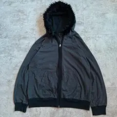 archive striped zip up hoodie fur black
