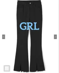 GRL 【L】 フリンジスリットフレアパンツ ストレートデニムパンツ gm248