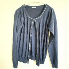 グレー ダイヤモンド編み カーディガン Lサイズ