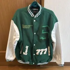 ERLUOSHIJIA 刺繍スタジャン グリーン/ホワイト　ストリート　y2k