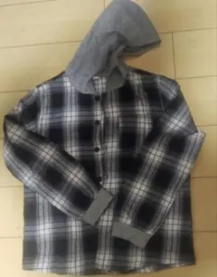 SHEIN フード付き チェック柄ネルシャツ 13-14Y