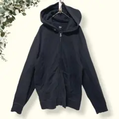 UNIQLO【L】スウェットフルジップパーカ/カジュアル/羽織り/ブラック/秋冬