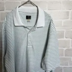 GREG NORMAN ボーダー ポロシャツ 2XL ホワイト グリーン 古着のサムネイル