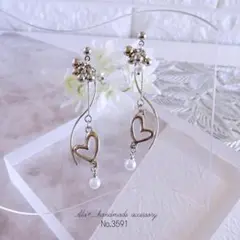 No.3591　シルバーハートチャームのロング　ピアス/イヤリング