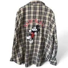 Disney ミッキーマウス チェック柄 長袖シャツ