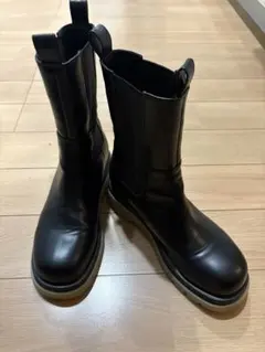 ブラック サイドゴアブーツ レザー