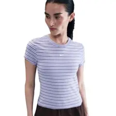 NIKE Tシャツ 半袖 ボーダー パープル ラベンダーのサムネイル