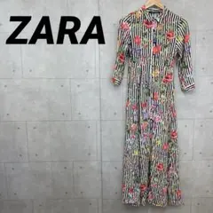 ZARA WOMAN ザラウーマン シャツワンピース 花柄 ストライプ