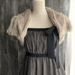 J&R 新品同様 ボレロ ショート丈 リアルファー ラビット グレージュ 結婚式