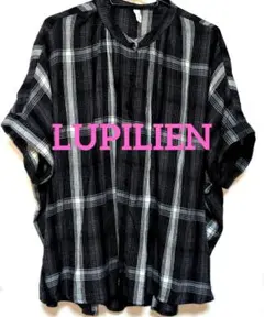 LUPILIENブラックチェック柄半袖ブラウス【最終価格】