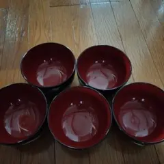 【近日処分予定】桂由美 椀 5客セット 黒内朱 花柄のサムネイル