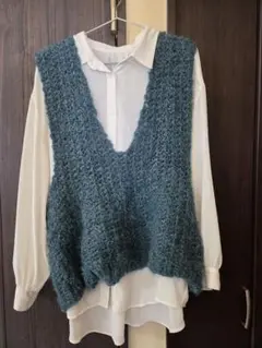 vネック ニット ブルー