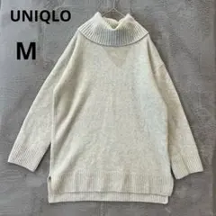 美品 UNIQLO M ライトベージュ スフレヤーンタートルネック チュニック