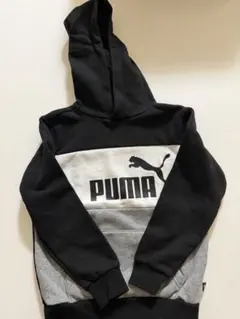 PUMA フード付きトレーナー 黒/グレー/白