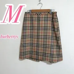 Burberrys チェック柄 フレアスカート M ウール100% カジュアル