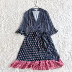 ダイアンフォンファステンバーグラップワンピース 花柄 シルク100%