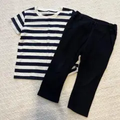 無印ボーダーTシャツとパンツセット 90・100
