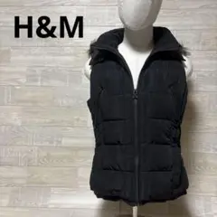 H&M ブラックダウンベスト フード付き（取り外し可）