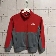 ノースフェイス　ジャージ　ジャケット　キッズ140cm レッド×グレー