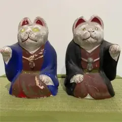 初辰猫　中サイズペア　左右対称　住吉大社　貴重な招き猫です　郷土玩具　縁起物 初辰猫 中サイズペア 左右対称 住吉大社 貴重な招き猫です 郷土