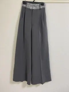 ★NICE CLAUP ワイドパンツ グレー レース★