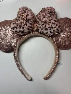 ピンク スパンコール ミッキー耳カチューシャ
