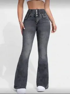新品無使用!!グレー ブーツカットデニム