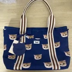 PAUL & JOE トートバッグ ショルダーバック　猫柄　ネイビーのサムネイル