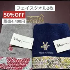 新品　ディズニー　ミッキーマウス　タオル美術館　２枚 フェイスタオル　タオル
