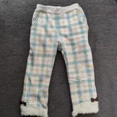 冬用裏フリースチェック柄パンツ　90cm