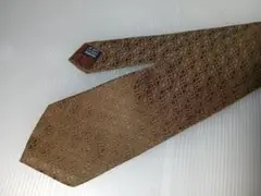 ブラウン パターン入り ネクタイ　絹100%