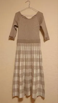 31 Sons de mode　チェックフレアバックリボンニットワンピース