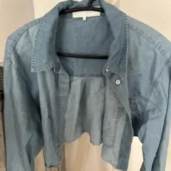 ZARA 新作 ライトブルー クロップドシャツ M ショート丈