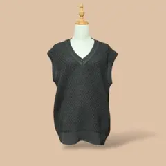 AMERICAN HOLIC Vネックニットベストトップスオーバーサイズブラック