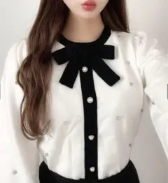 GRL リボンタイビジューニットトップス