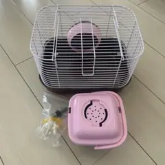 小動物用ケージ ピンク 回し車 給水器付きのサムネイル