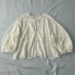 ヌキテパ ブラウス レース 刺繍 長袖 ホワイト - メルカリ