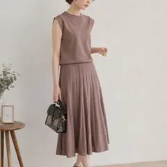 ロペピクニック ノースリーブ ニットワンピース ベージュ 38