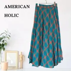 zC420【M】AMERICAN HOLIC チェック柄 ロングスカート フレア