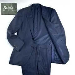 【美品】Brilla per il gusto シルク混ネイビーストライプ48のサムネイル