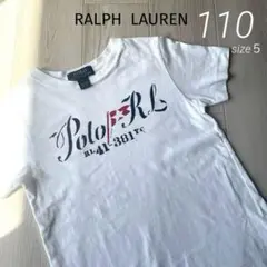 ポロ ラルフローレン キッズ 半袖 Tシャツ 110 ロゴ　白 アメリカン
